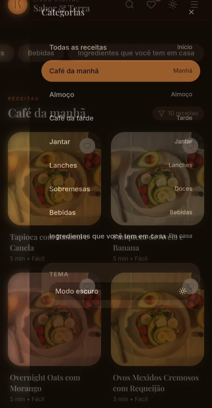 Tela Categorias do livro