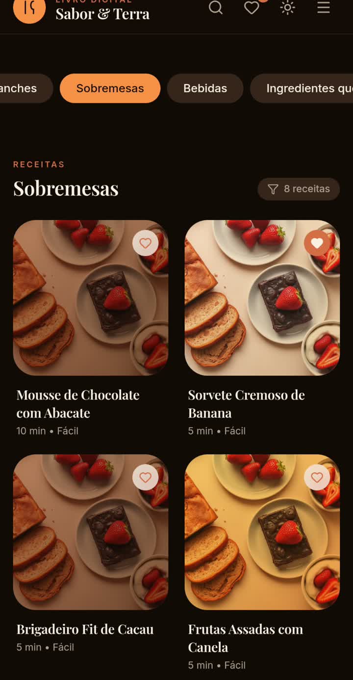 Tela Sobremesas do livro